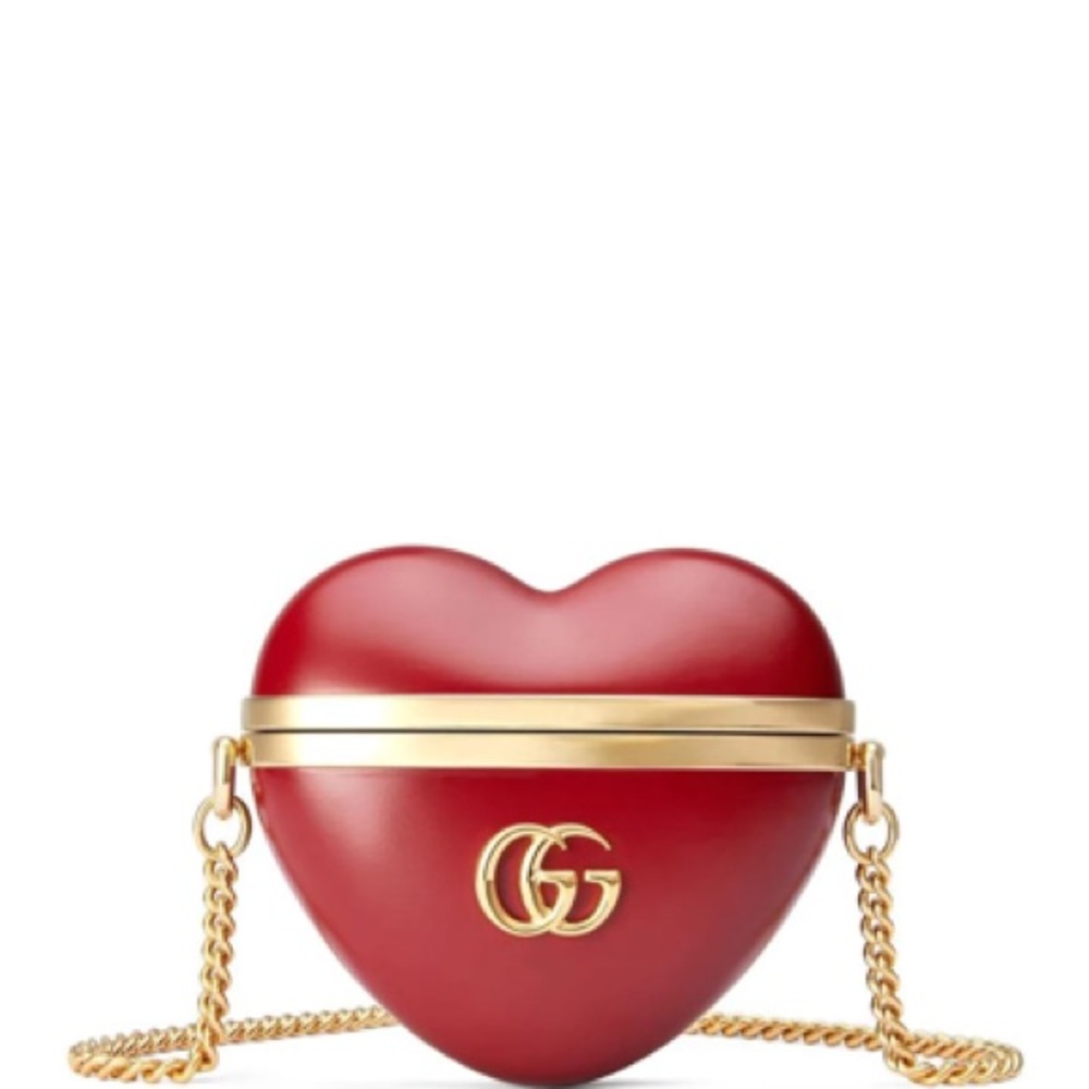 Gucci Marmont Heart-shaped Case For Airpods Pro In Red Gold Chain Brand New NWOT